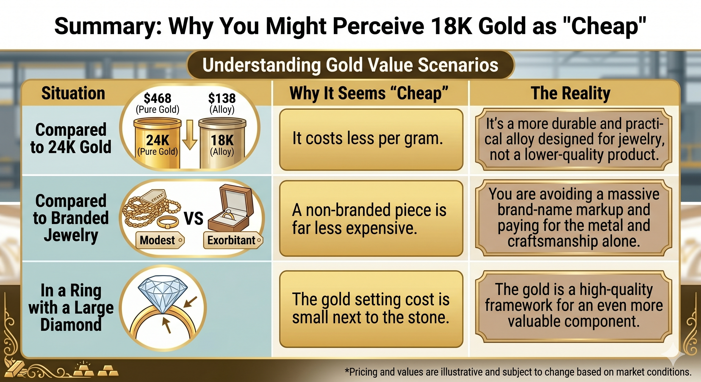 why you might perceive 18K gold as cheap